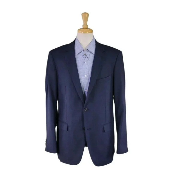 Theory Wellar Kirtling Royal Blue Woven 2-Btn Wool Blazer Jacket 44R